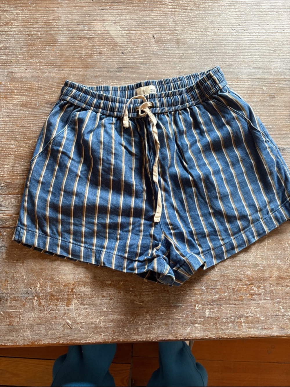 Striped Blue Drawstring Women’s Shorts
